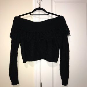 Off the shoulder cable knit sweater